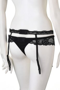 画像16: Heartina 3pcs black | 一枚レースブラ＆ガーターベルト＆Tバック3点セット・ノンパテッドブラ・黒   | 高級Sexyランジェリー Obsessive【即日発送・サイズ交換NG・メール便対象】輸入下着・ランジェリー   (16)