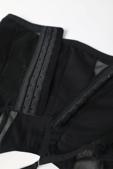 画像15: 在庫限り｜Chic Amoria corset & thong |  ガーターベルト付きコルセット＆タンガ2点セット（ワイヤーあり・シースルー・ブラック）  | Obsessive 高級Sexyランジェリー【即日発送・サイズ交換NG】輸入下着・ランジェリー   (再入荷なし) (15)