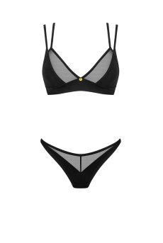 画像1: Nesari 2 pcs set | ブラ&タンガ 2点セット（ワイヤーなし・シースルー・ブラック）| Obsessive 高級Sexyランジェリー【即日発送・サイズ交換NG・メール便対象】輸入下着・ランジェリー   (1)