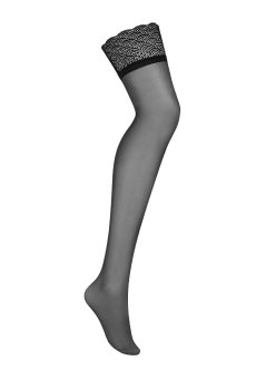 画像1: Chemeris stockings |ガーターストッキング （幾何学模様・肌側シリコンなし・ブラック）| Obsessive 高級Sexyランジェリー【即日発送・サイズ交換NG】※メール便対象※輸入下着・ランジェリー   (1)