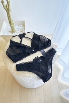画像36: Latinesa 2 pcs set | ブラ&タンガ 2点セット（ワイヤーなし・フラワーモチーフ・シースルー・レーサーバック・ブラック）| Obsessive 高級Sexyランジェリー【即日発送・サイズ交換NG・メール便対象】輸入下着・ランジェリー   (36)