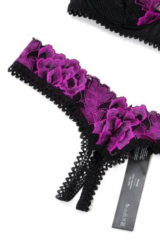 画像16: Rosenty 2-pcs crotchless set | ブラジャー&クロッチレスソング２点セット・ブラック ×ピンク| obsessive 高級Sexyランジェリー【即日発送・サイズ交換NG・メール便対象】輸入下着・ランジェリー   (16)