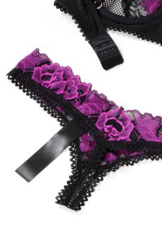 画像17: Rosenty 2-pcs crotchless set | ブラジャー&クロッチレスソング２点セット・ブラック ×ピンク| obsessive 高級Sexyランジェリー【即日発送・サイズ交換NG】輸入下着・ランジェリー   (17)