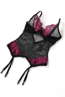 画像11: Rosenty corset |ガーターベルト付きコルセット＆クロッチレスタンガ2点セット・ブラック×ピンク | obsessive 高級Sexyランジェリー【即日発送・サイズ交換NG・メール便対象】輸入下着・ランジェリー   (11)