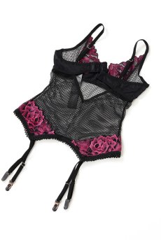 画像12: Rosenty corset |ガーターベルト付きコルセット＆クロッチレスタンガ2点セット・ブラック×ピンク | obsessive 高級Sexyランジェリー【即日発送・サイズ交換NG】輸入下着・ランジェリー   (12)