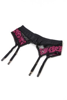 画像25: Rosenty 3-pcs set|ワイヤー入りブラジャー＆ガーターベルト＆ブラジリアンショーツ3点セット・ブラック×ピンク | obsessive 高級Sexyランジェリー【即日発送・サイズ交換NG・メール便対象】輸入下着・ランジェリー   (25)
