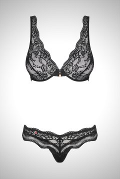 Luvae set | 一枚レースブラ＆Tバックセット・ノンパテッドブラ・シースルー・黒   | 高級Sexyランジェリー Obsessive【即日発送・サイズ交換NG・メール便対象】輸入下着・ランジェリー 