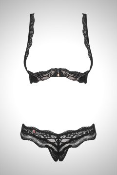 Luvae cupless set | オープンバストブラ＆クロッチレスタンガ・オープンクロッチ・ブラック   | 高級Sexyランジェリー Obsessive【即日発送・サイズ交換NG・メール便対象】輸入下着・ランジェリー 