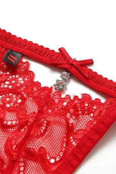 画像13: 838 THO 3 thong red | ダブルストラップで魅せるレーシー・タンガ・Tバック・花柄レース・赤   | 高級Sexyランジェリー Obsessive【即日発送・サイズ交換NG】※メール便対象※輸入下着・ランジェリー   (13)