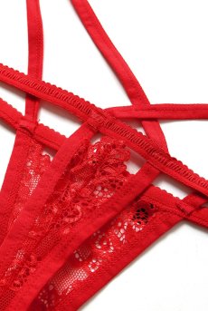 画像15: 838 THO 3 thong red | ダブルストラップで魅せるレーシー・タンガ・Tバック・花柄レース・赤   | 高級Sexyランジェリー Obsessive【即日発送・サイズ交換NG】※メール便対象※輸入下着・ランジェリー   (15)