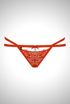 画像1: 838 THO 3 thong red | ダブルストラップで魅せるレーシー・タンガ・Tバック・花柄レース・赤   | 高級Sexyランジェリー Obsessive【即日発送・サイズ交換NG】※メール便対象※輸入下着・ランジェリー   (1)