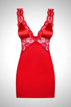 Secred | chemise サテン調の光沢スリップ＆Tバックセット ・朱レッド   | 高級Sexyランジェリー Obsessive【即日発送・サイズ交換NG・メール便対象】輸入下着・ランジェリー 