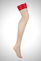 Mellania stockings | red | ガーターストッキング ・赤×ベージュ・肌側シリコンあり   | 高級Sexyランジェリー Obsessive【即日発送・サイズ交換NG】※メール便対象※輸入下着・ランジェリー  