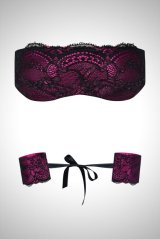 Roseberry 2pcs set | アイマスク＆手枷2点セット・光沢ピンクパープル×黒レース   | 高級Sexyランジェリー Obsessive【即日発送】※メール便対象※輸入下着・ランジェリー  