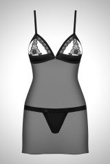 在庫限り｜XLサイズ｜865 CHE 1 chemise | モード感漂うスリップドレス＆タンガ セット・トップカバー付きオープンバスト・Ｔバック・シースルー・ブラック   | 高級Sexyランジェリー Obsessive【即日発送・サイズ交換NG・メール便対象】輸入下着・ランジェリー  (再入荷なし)(再入荷なし)