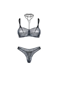 画像2: 先行予約 5％OFF｜Corrosis 2-pcs set｜ブラ＆タンガ2点セット（ワイヤーあり・ブラック） | Obsessive 高級Sexyランジェリー【サイズ交換NG・メール便対象】輸入下着・ランジェリー   (2)