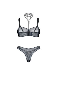 画像3: 先行予約 5％OFF｜Corrosis 2-pcs set｜ブラ＆タンガ2点セット（ワイヤーあり・ブラック） | Obsessive 高級Sexyランジェリー【サイズ交換NG・メール便対象】輸入下着・ランジェリー   (3)