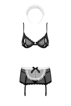 画像10: Maidme set 5pcs | シースルーのメイドコスチューム風ランジェリー・ブラ＆ガーターベルト＆ショーツ・5点セット   | 高級Sexyランジェリー Obsessive【即日発送・サイズ交換NG】輸入下着・ランジェリー   (10)