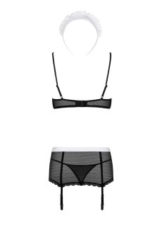 画像11: Maidme set 5pcs | シースルーのメイドコスチューム風ランジェリー・ブラ＆ガーターベルト＆ショーツ・5点セット   | 高級Sexyランジェリー Obsessive【即日発送・サイズ交換NG】輸入下着・ランジェリー   (11)