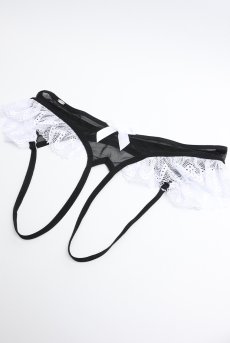 画像17: Naughty Maid 3-pcs costume｜メイドコスチューム風ランジェリー｜ブラ＆オープンショーツ＆カチューシャ3点セット（ワイヤーあり・シースルー・黒） | Obsessive 高級Sexyランジェリー【即日発送・サイズ交換NG・メール便対象】輸入下着・ランジェリー   (17)