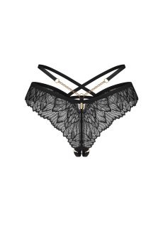 画像1: Matildea Black crotchless thong ｜クロッチレスショーツ Tバック（オープンクロッチ・穴あき・黒） | Obsessive 高級Sexyランジェリー【サイズ交換NG・メール便対象】輸入下着・ランジェリー   (1)
