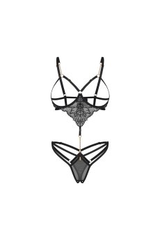画像1: Matildea Black crotchless teddy  | テディ（トップレス・クロッチレス・ワイヤーなし・オープンクロッチ・穴あき・黒）  | Obsessive 高級Sexyランジェリー【サイズ交換NG・メール便対象】輸入下着・ランジェリー    (1)