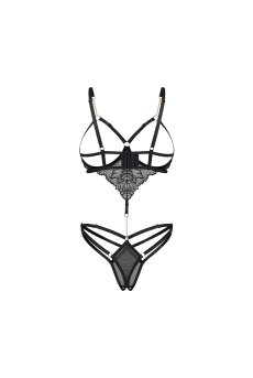 画像2: Matildea Black crotchless teddy  | テディ（トップレス・クロッチレス・ワイヤーなし・オープンクロッチ・穴あき・黒）  | Obsessive 高級Sexyランジェリー【サイズ交換NG・メール便対象】輸入下着・ランジェリー    (2)