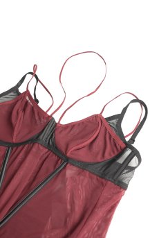 画像12: Parisel corset & thong| ガーターベルト付きコルセット＆タンガ2点セット（ワイヤーあり・シースルー・黒×赤）   | 高級Sexyランジェリー Obsessive【即日発送・サイズ交換NG・メール便対象】輸入下着・ランジェリー   (12)