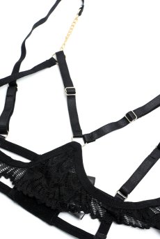 画像15: Matildea Black 2-pcs crotchless set ｜ブラ＆クロッチレスTバックショーツ2点セット（ワイヤーなし・オープンクロッチ・黒） | Obsessive 高級Sexyランジェリー【サイズ交換NG・メール便対象】輸入下着・ランジェリー   (15)