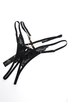 画像20: Matildea Black 2-pcs crotchless set ｜ブラ＆クロッチレスTバックショーツ2点セット（ワイヤーなし・オープンクロッチ・黒） | Obsessive 高級Sexyランジェリー【サイズ交換NG・メール便対象】輸入下着・ランジェリー   (20)