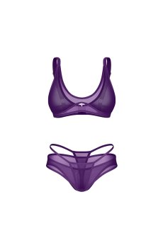 画像1: Vibres 2-pcs  set｜ブラレット＆Tバックショーツ2点セット（ワイヤーなし・シースルー・バイオレット） | Obsessive 高級Sexyランジェリー【サイズ交換NG・メール便対象】輸入下着・ランジェリー   (1)