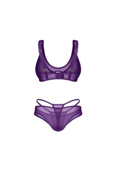 画像2: Vibres 2-pcs  set｜ブラレット＆Tバックショーツ2点セット（ワイヤーなし・シースルー・バイオレット） | Obsessive 高級Sexyランジェリー【サイズ交換NG・メール便対象】輸入下着・ランジェリー   (2)