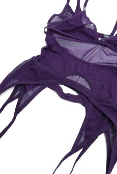 画像12: Vibres corset & thong｜ ガーターベルト付きコルセット＆Tバックショーツ2点セット（ワイヤーなし・シースルー・バイオレット）   | 高級Sexyランジェリー Obsessive【即日発送・サイズ交換NG・メール便対象】輸入下着・ランジェリー   (12)