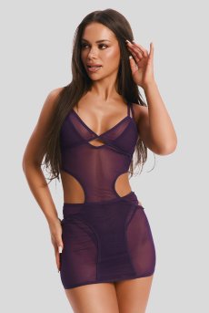 画像3: Vibres dress & thong  | ベビードール＆Tバックショーツ（ワイヤーなし・シースルー・バイオレット） | Obsessive 高級Sexyランジェリー【即日発送・サイズ交換NG・メール便対象】輸入下着・ランジェリー   (3)