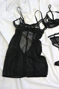 画像30: Nuites chemise  |スリップドレス（ワイヤーあり・ドット・シースルー・ブラック） | Obsessive 高級Sexyランジェリー【即日発送・サイズ交換NG・メール便対象】輸入下着・ランジェリー   (30)
