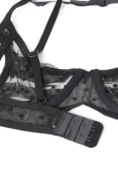 画像14: Nuites 3-pcs  set｜ブラ＆ガーターベルト＆タンガ3点セット（ワイヤーあり・ドット・シースルー・ブラック） | Obsessive 高級Sexyランジェリー【即日発送・サイズ交換NG・メール便対象】輸入下着・ランジェリー   (14)