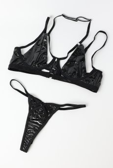 画像9: Keira Lise 2-pcs set｜ブラ＆タンガ2点セット（ワイヤーあり・ボンテージ・ブラック） | Obsessive 高級Sexyランジェリー【即日発送・サイズ交換NG・メール便対象】輸入下着・ランジェリー   (9)