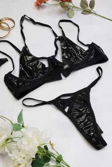 画像18: Keira Lise 2-pcs set｜ブラ＆タンガ2点セット（ワイヤーあり・ボンテージ・ブラック） | Obsessive 高級Sexyランジェリー【即日発送・サイズ交換NG・メール便対象】輸入下着・ランジェリー   (18)