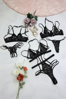 画像19: Keira Lise 2-pcs set｜ブラ＆タンガ2点セット（ワイヤーあり・ボンテージ・ブラック） | Obsessive 高級Sexyランジェリー【即日発送・サイズ交換NG・メール便対象】輸入下着・ランジェリー   (19)