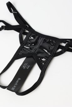 画像22: Keira Lise 2-pcs crotchless set｜ブラ＆クロッチレスタンガ2点セット（ワイヤーなし・オープンバスト・ボンテージ・フェイクレザー・ダブルストラップ・ブラック） | Obsessive 高級Sexyランジェリー【即日発送・サイズ交換NG・メール便対象】輸入下着・ランジェリー   (22)