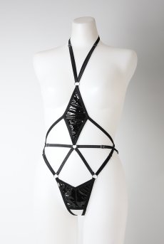 画像22: Keira Lise crotchess teddy | クロッチレステディ（ボンテージ・フェイクレザー・ブラック）  | Obsessive 高級Sexyランジェリー【即日発送・サイズ交換NG・メール便対象】輸入下着・ランジェリー    (22)