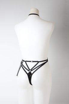 画像23: Keira Lise crotchess teddy | クロッチレステディ（ボンテージ・フェイクレザー・ブラック）  | Obsessive 高級Sexyランジェリー【即日発送・サイズ交換NG・メール便対象】輸入下着・ランジェリー    (23)