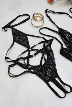 画像28: Keira Lise crotchess teddy | クロッチレステディ（ボンテージ・フェイクレザー・ブラック）  | Obsessive 高級Sexyランジェリー【即日発送・サイズ交換NG・メール便対象】輸入下着・ランジェリー    (28)