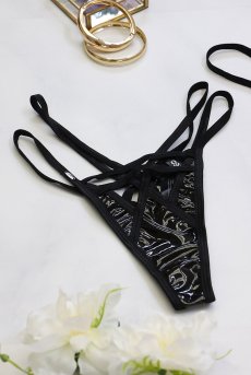 画像13: Keira Lise thong |タンガ(ボンテージ・フェイクレザー・ダブルストラップ・ブラック) | Obsessive 高級Sexyランジェリー【即日発送・サイズ交換NG・メール便対象】輸入下着・ランジェリー   (13)