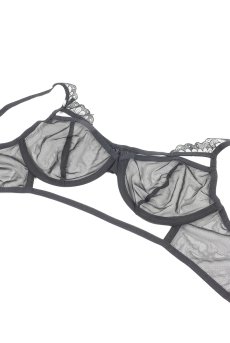 画像14: Premisis Black 3-pcs crotchless set｜ブラ＆チョーカー付きガーターベルト＆クロッチレスタンガ3点セット（ワイヤーあり・シースルー・ブラック） | Obsessive 高級Sexyランジェリー【即日発送・サイズ交換NG・メール便対象】輸入下着・ランジェリー   (14)