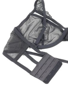 画像17: Premisis Black 3-pcs crotchless set｜ブラ＆チョーカー付きガーターベルト＆クロッチレスタンガ3点セット（ワイヤーあり・シースルー・ブラック） | Obsessive 高級Sexyランジェリー【即日発送・サイズ交換NG・メール便対象】輸入下着・ランジェリー   (17)