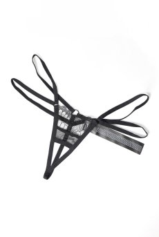 画像19: Premisis Black 3-pcs crotchless set｜ブラ＆チョーカー付きガーターベルト＆クロッチレスタンガ3点セット（ワイヤーあり・シースルー・ブラック） | Obsessive 高級Sexyランジェリー【即日発送・サイズ交換NG・メール便対象】輸入下着・ランジェリー   (19)