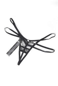 画像20: Premisis Black 3-pcs crotchless set｜ブラ＆チョーカー付きガーターベルト＆クロッチレスタンガ3点セット（ワイヤーあり・シースルー・ブラック） | Obsessive 高級Sexyランジェリー【即日発送・サイズ交換NG・メール便対象】輸入下着・ランジェリー   (20)