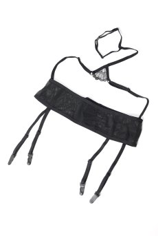 画像23: Premisis Black 3-pcs crotchless set｜ブラ＆チョーカー付きガーターベルト＆クロッチレスタンガ3点セット（ワイヤーあり・シースルー・ブラック） | Obsessive 高級Sexyランジェリー【即日発送・サイズ交換NG・メール便対象】輸入下着・ランジェリー   (23)