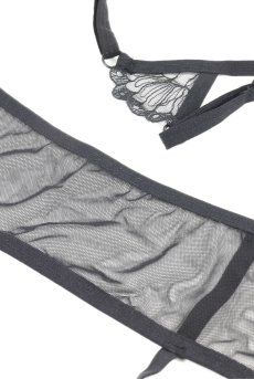 画像27: Premisis Black 3-pcs crotchless set｜ブラ＆チョーカー付きガーターベルト＆クロッチレスタンガ3点セット（ワイヤーあり・シースルー・ブラック） | Obsessive 高級Sexyランジェリー【即日発送・サイズ交換NG・メール便対象】輸入下着・ランジェリー   (27)